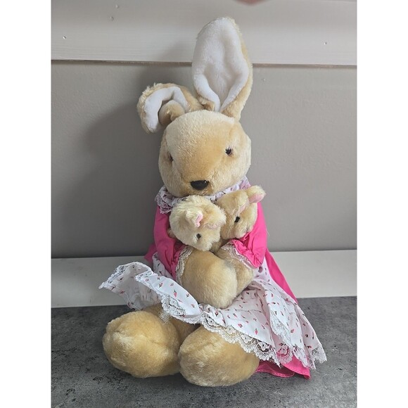 Vintage Country Easter Bunny Plush 18" Mommy & Me Chadwick Miller 1986 - Picture 1 of 6
